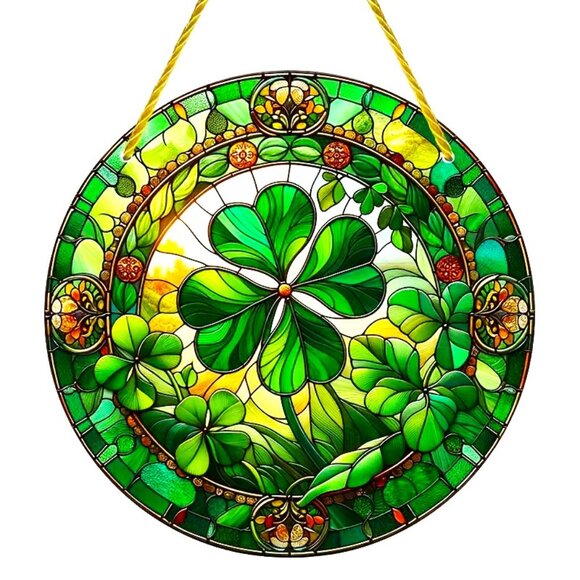4 Leaf Clover Suncatcher Shamrock 6" St Patrick's Day Irish Lucky Ireland Window - Picture 1 of 4